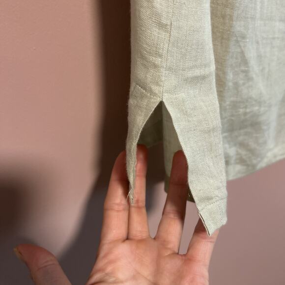 Go Linen Natural Shirt Size 2 Organic European Womens Blouse Top M Embroidered - Picture 5 of 5